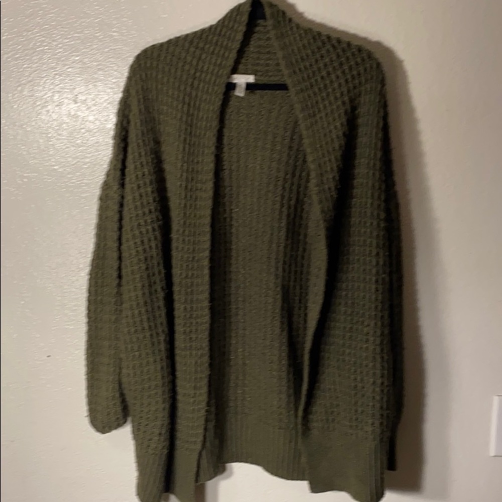 Olive green fluffy sweater
